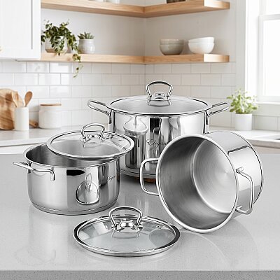 İnci Derin Tencere Set (Cam Kapak) - 2